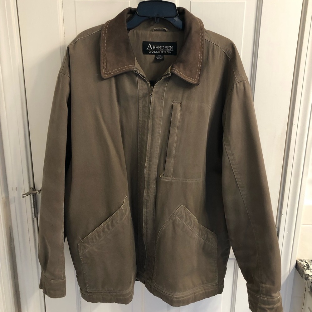 Men’s large Aberdeen work jacket in dark khaki.